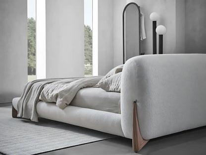 Nordic Style Ash Wood Legs Boucle Modern Bed king Bed Frame