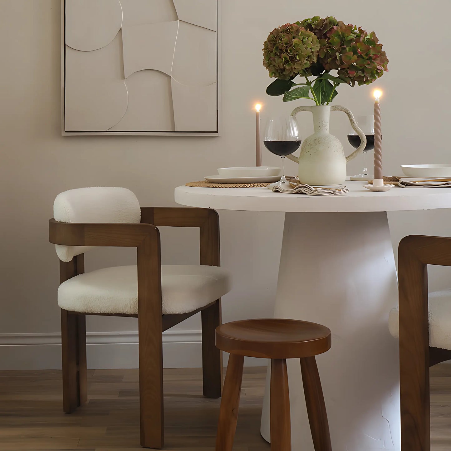 Modern Style Ash Wood Frame Soft Upholstered Armchair Luxury Dining Chair