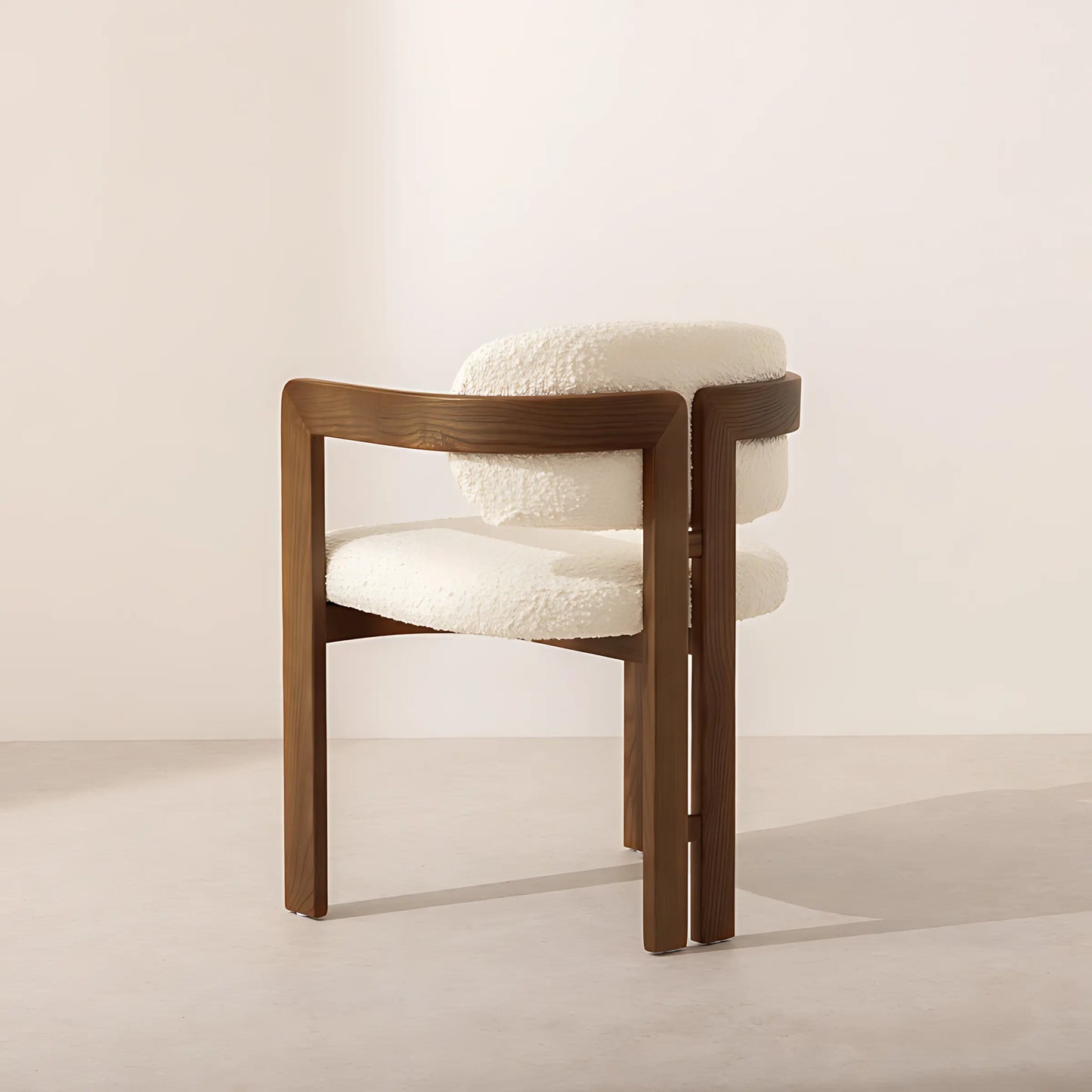 Modern Style Ash Wood Frame Soft Upholstered Armchair Luxury Dining Chair