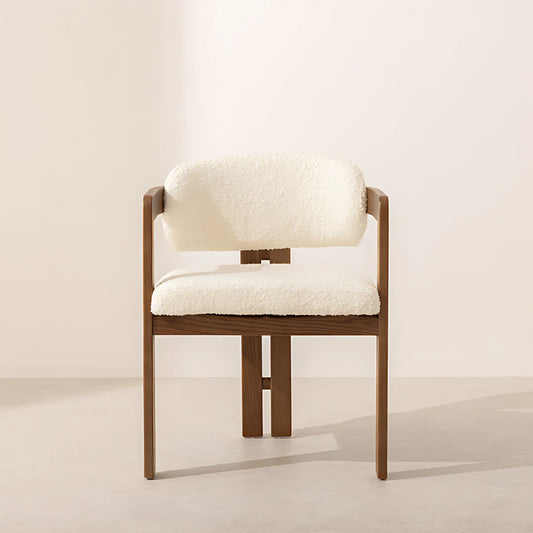 Modern Style Ash Wood Frame Soft Upholstered Armchair Luxury Dining Chair