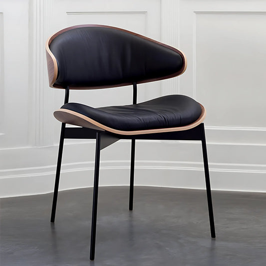 Nordic Modern Luxury Wood Leather Dining Chairs
