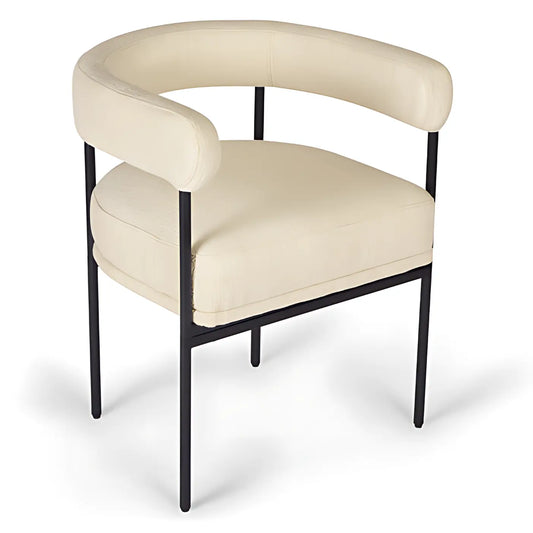 Cream Color Solid Tubular Metal Base Dining Chair