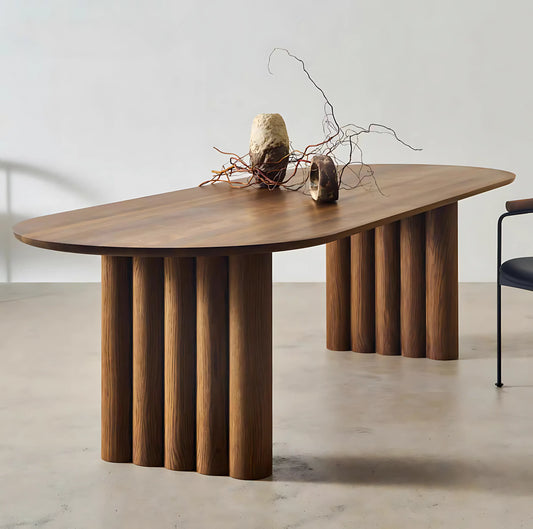 Modern Style Solid Wood Base Walnut Color Dining Table Home Furniture for Dining Room