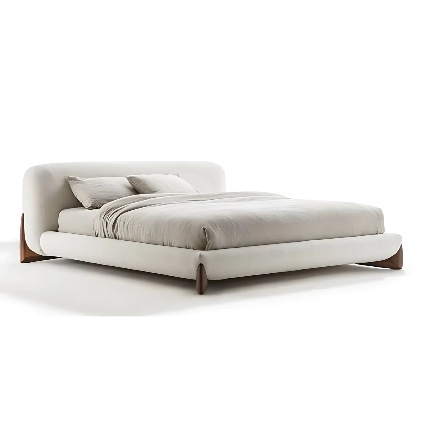 Nordic Style Ash Wood Legs Boucle Modern Bed king Bed Frame