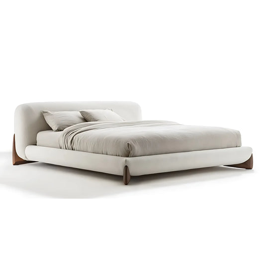 Nordic Style Ash Wood Legs Boucle Modern Bed king Bed Frame