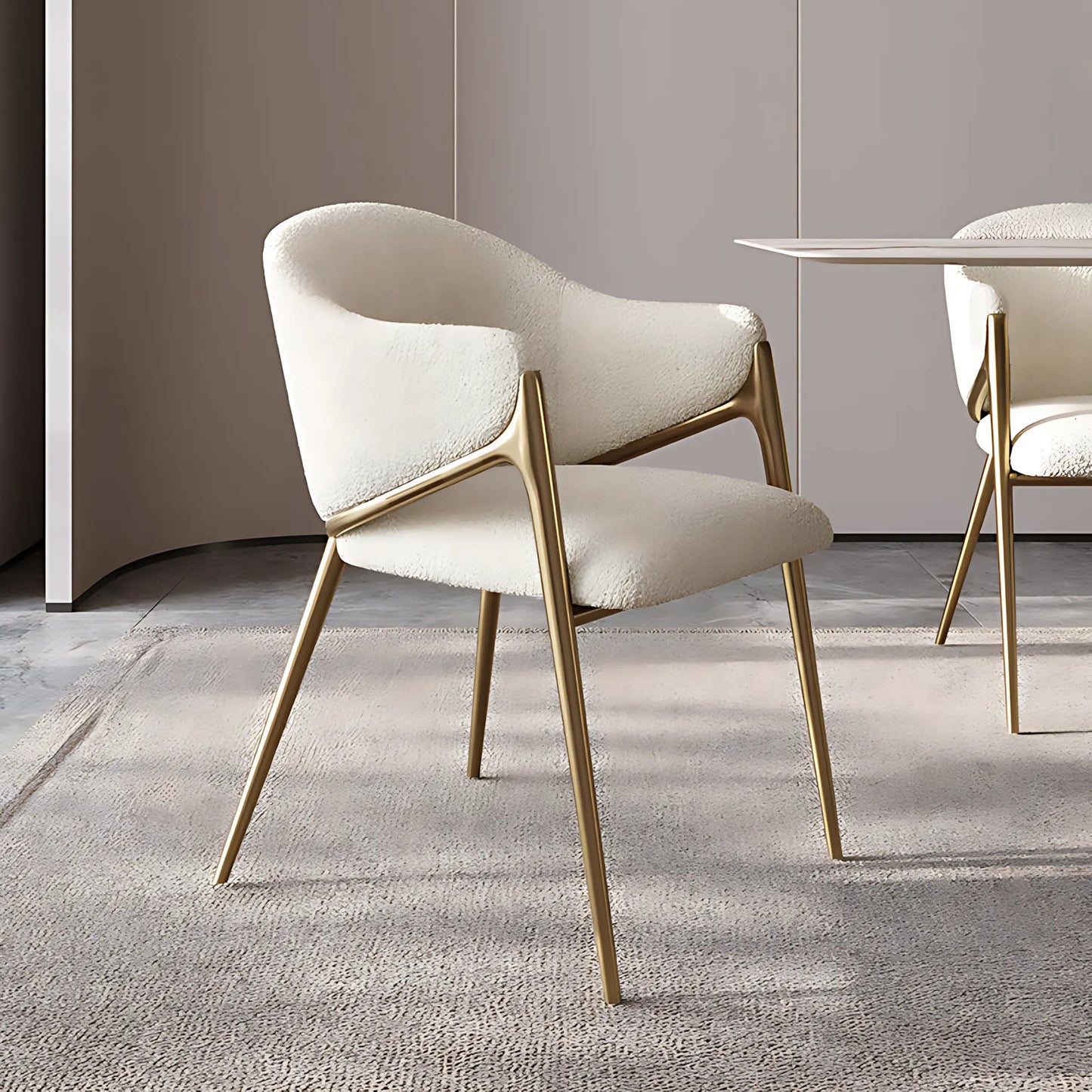 Nordic Modern Stainless Steel Frame  Fabric Dining Chair