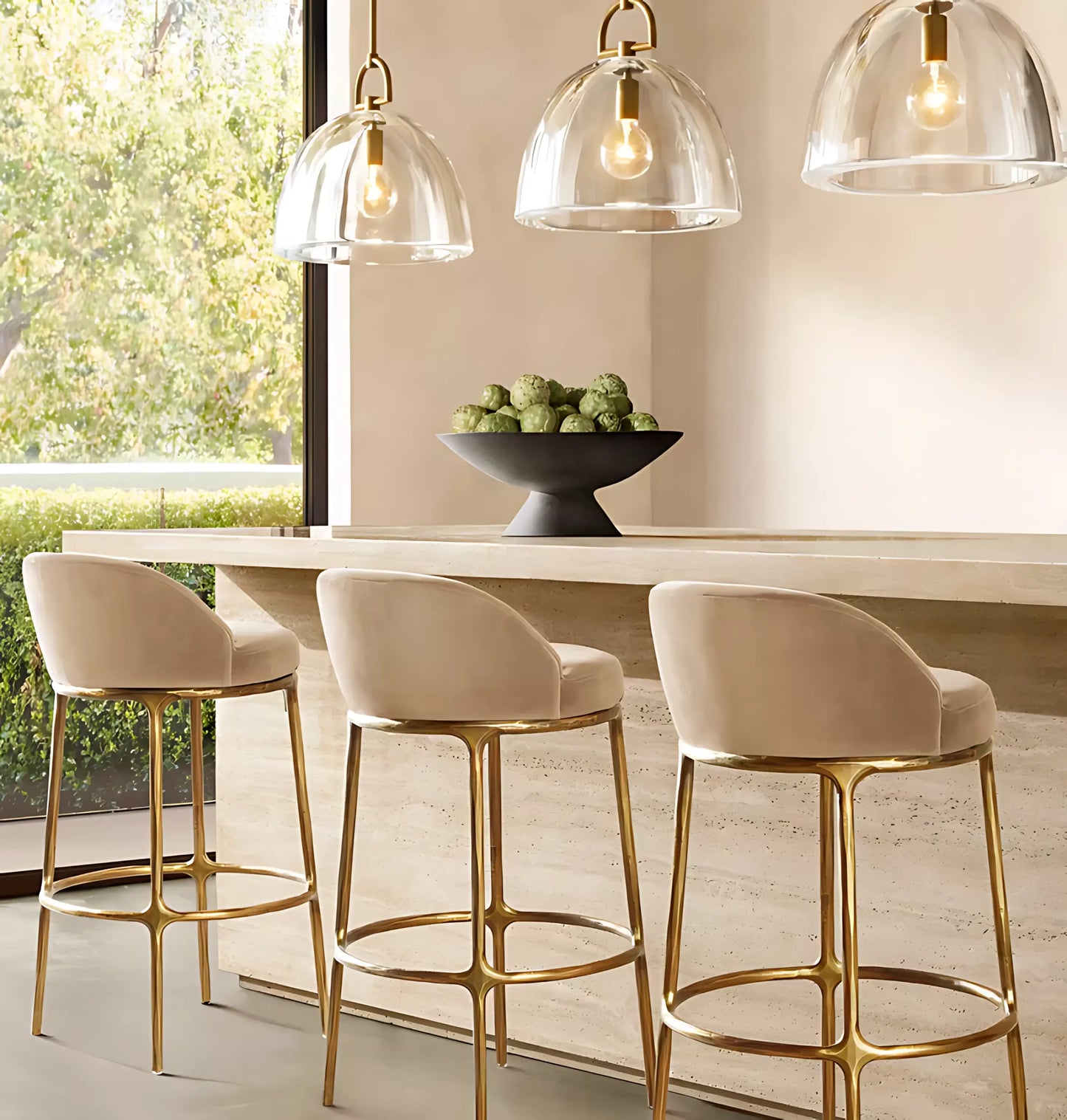 American Style Unique Metal   Linen Bar Stool High Chair