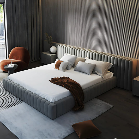 Modern Style Up-holstered king Size Bed Luxury Queen Bed Frame