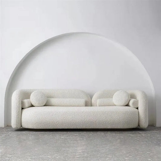 Nordic Style Wooden Frame Boucle Modern Sofa