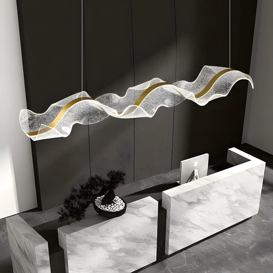 Modern Acrylic Led Chandeliers Rectangular Long Ribbon Chandelier Pendant Lights
