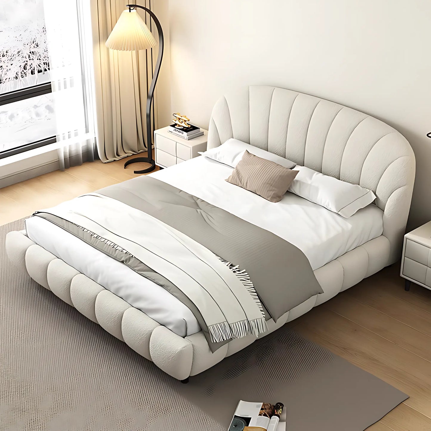 Luxury Up-holstered Double Bed king Size Bed Set Modern Queen Bed Frame