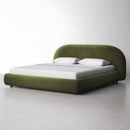 Velvet Boucle Fabric Double Bed Up-holstered king Size Bed Luxury Queen Bed Frame for Bedroom