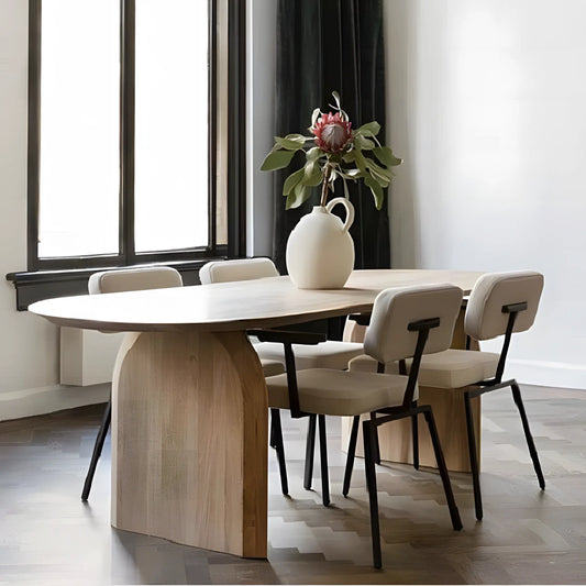 Nordic Solid Wood Dining Table Oval Log Japanese Designer