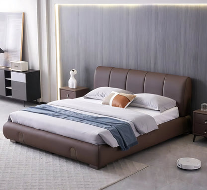 New Style Bedroom Furniture Beautiful Wooden Frame king Size Bed Up-holstered Leather Queen Bed Frame