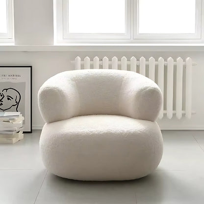 Modern Nordic U Shape Cream Boucle Upholstery Single Sofa Chair