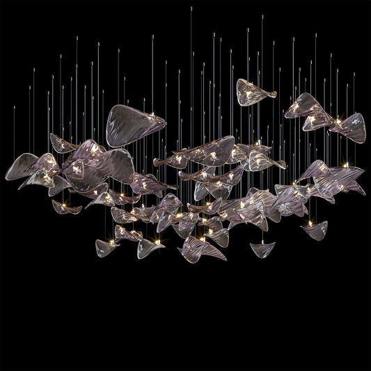 Custom Glass Plate Slightly Purple Light Chandelier Pendant Light