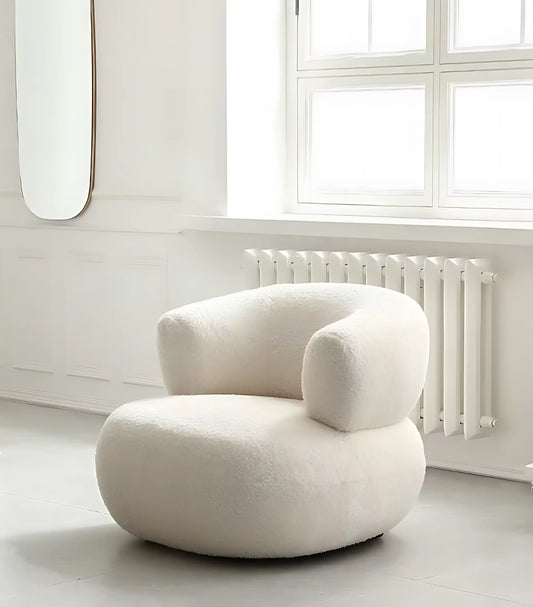 Modern Nordic U Shape Cream Boucle Upholstery Single Sofa Chair