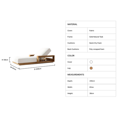 Alvia Outdoor Handcrafted Teak Chaise