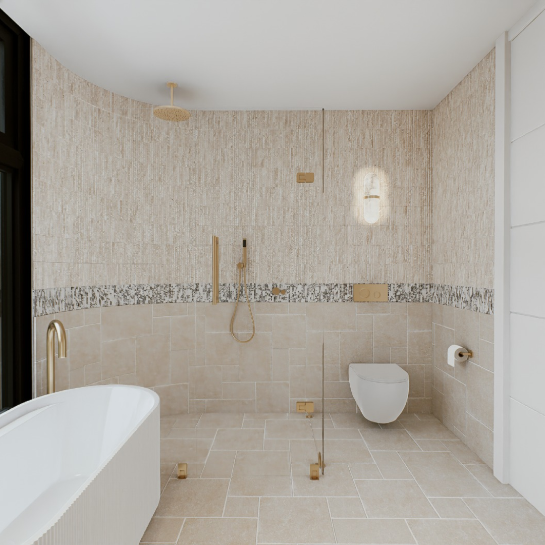 Ivory Travertine Fluted Mosaic Wall Tiles