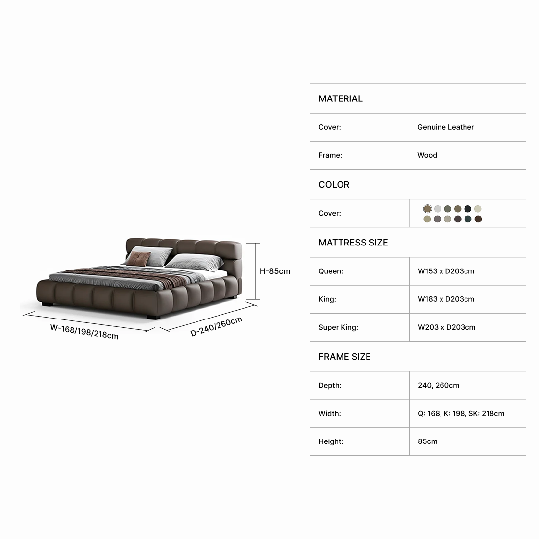 Cuero Bed | Genuine Leather
