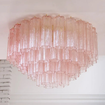 Large ceiling light with Cipria Murano Glass Tronchi, Made in Italy