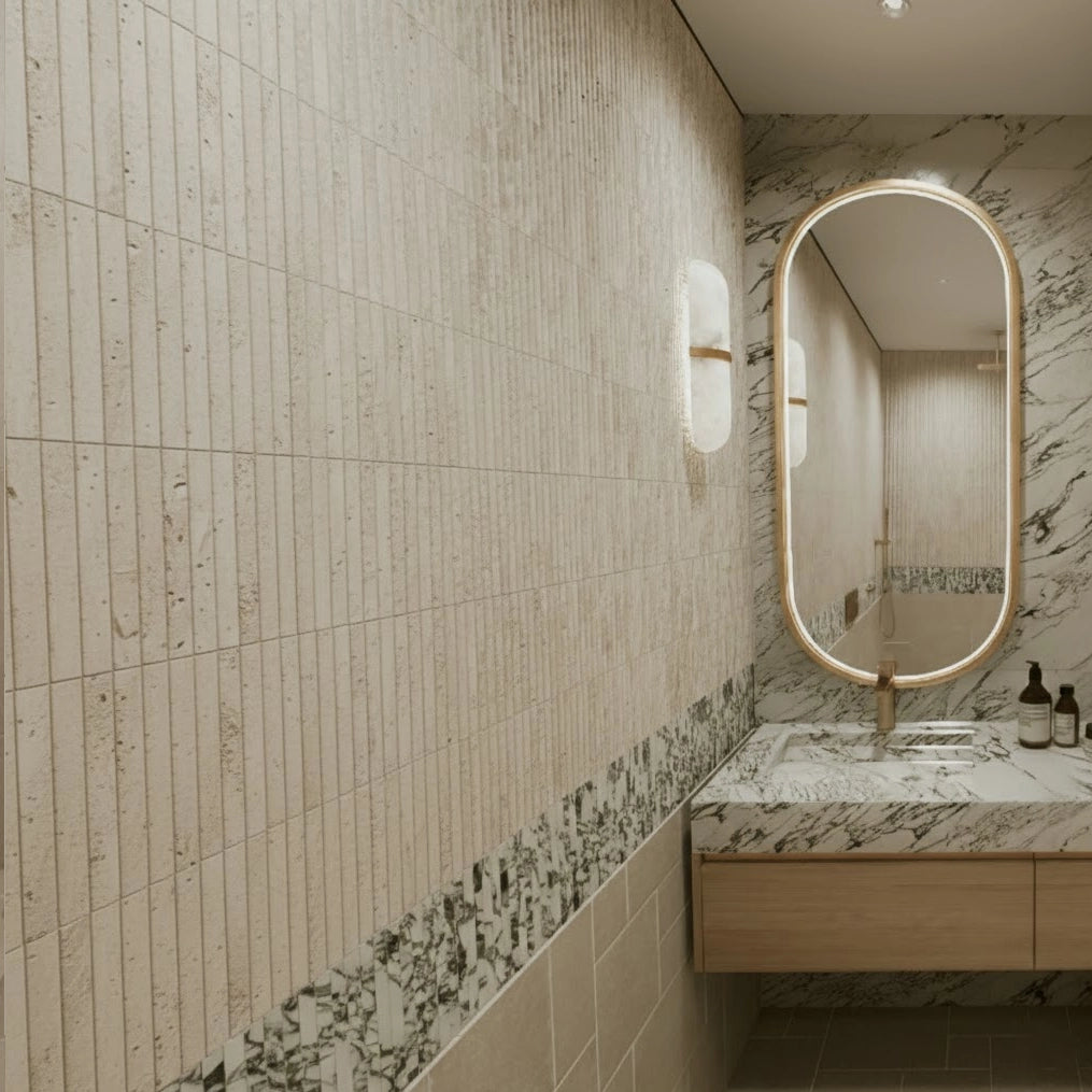 Limestone Finger Mosaic Wall Tiles