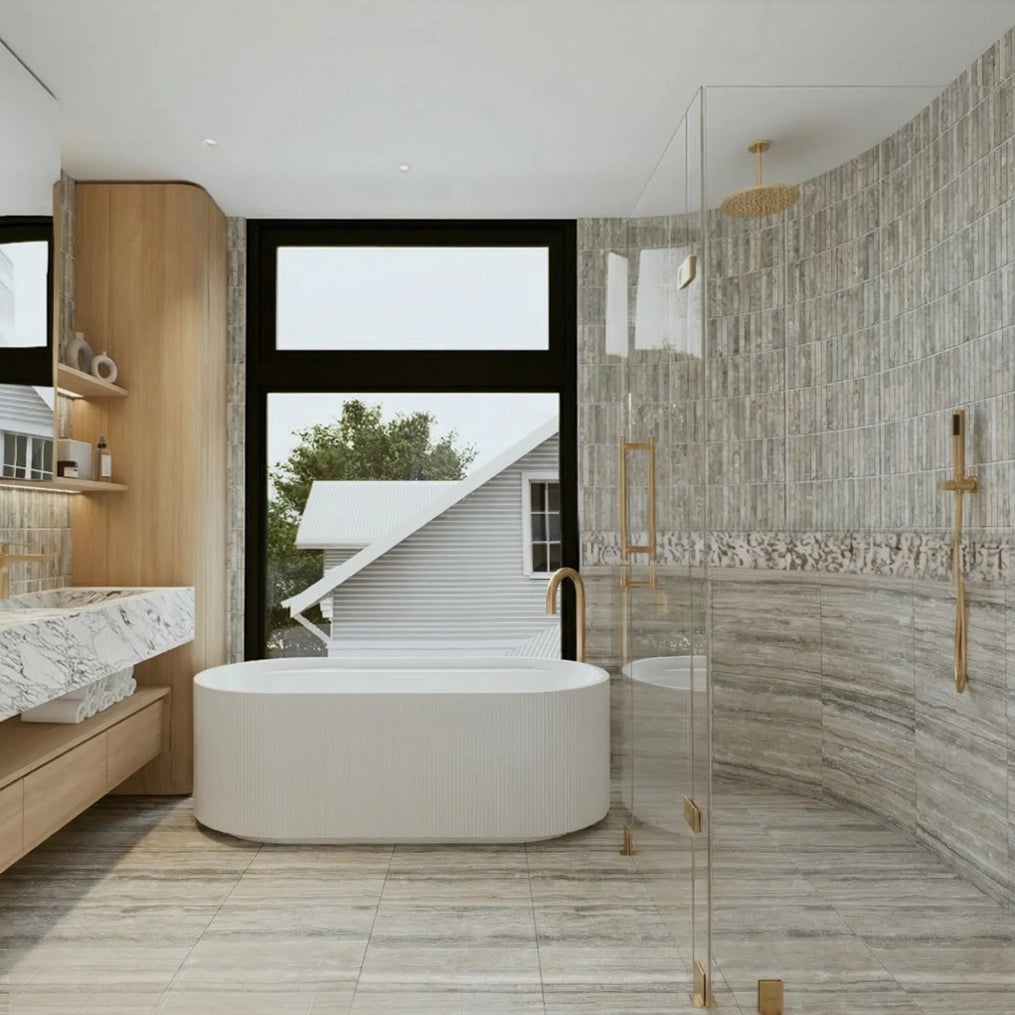 Silver Gray Travertine Finger Mosaic Wall Tiles