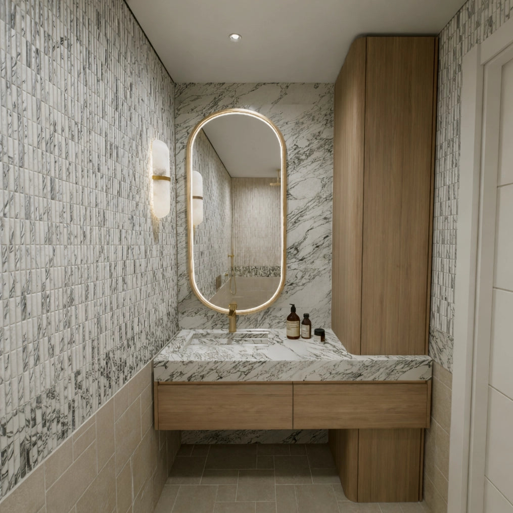 Arabescato Cielo Marble Fluted Wall Tiles