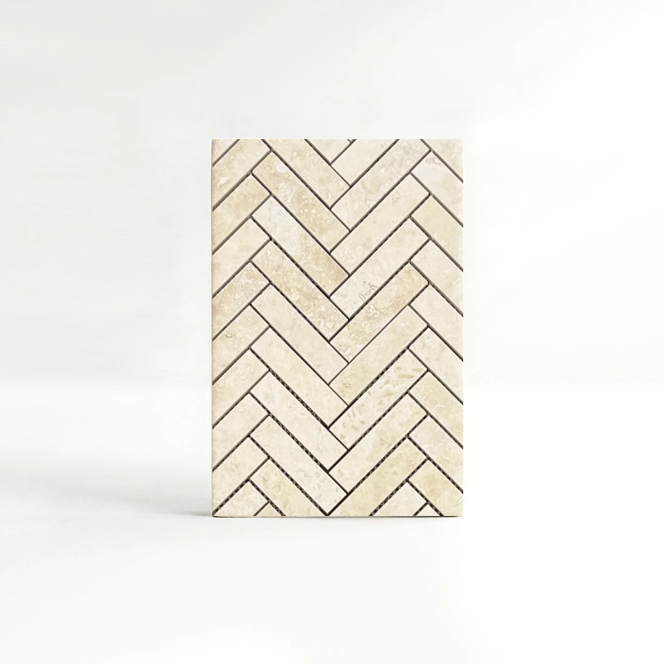 Ivory Travertine Herringbone Wall Tiles