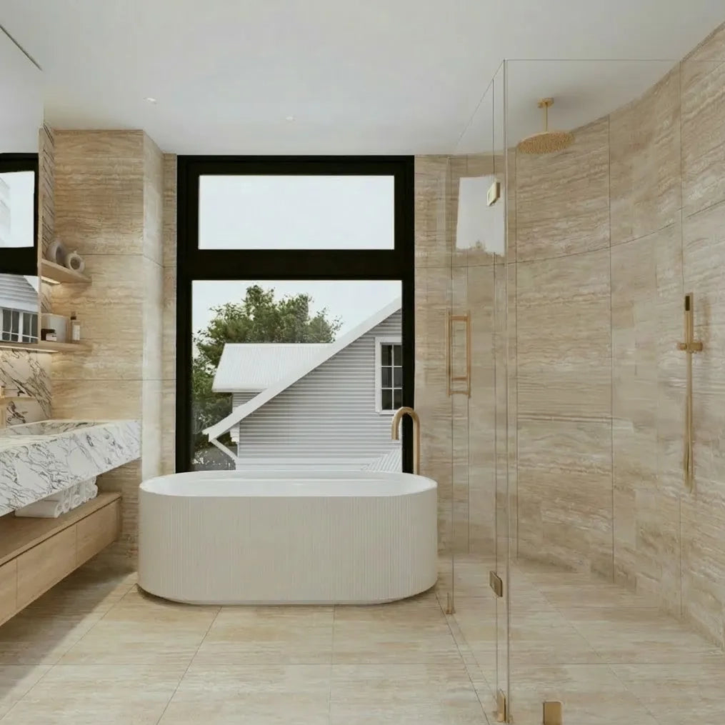 Ivory Travertine Slab Wall Tiles