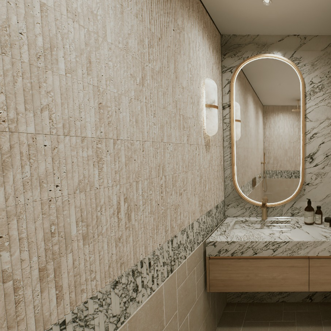 Limestone Fluted Mosaic Wall Tiles