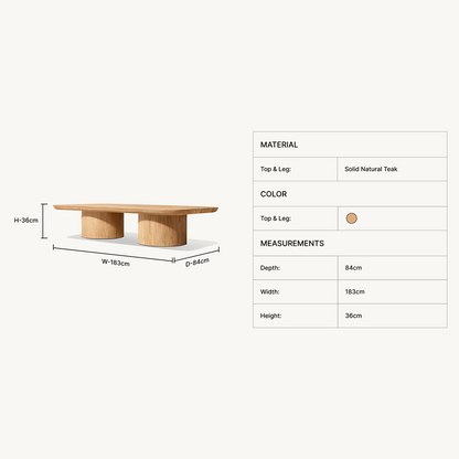 Teyric Teak Rectangular Coffee Table