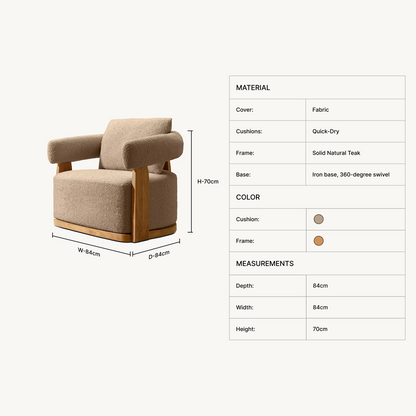 Kavien Teak Swivel Lounge Chair