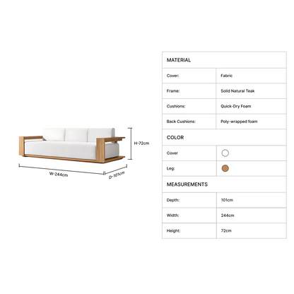 Alvia Handcrafted Teak Wood Sofa