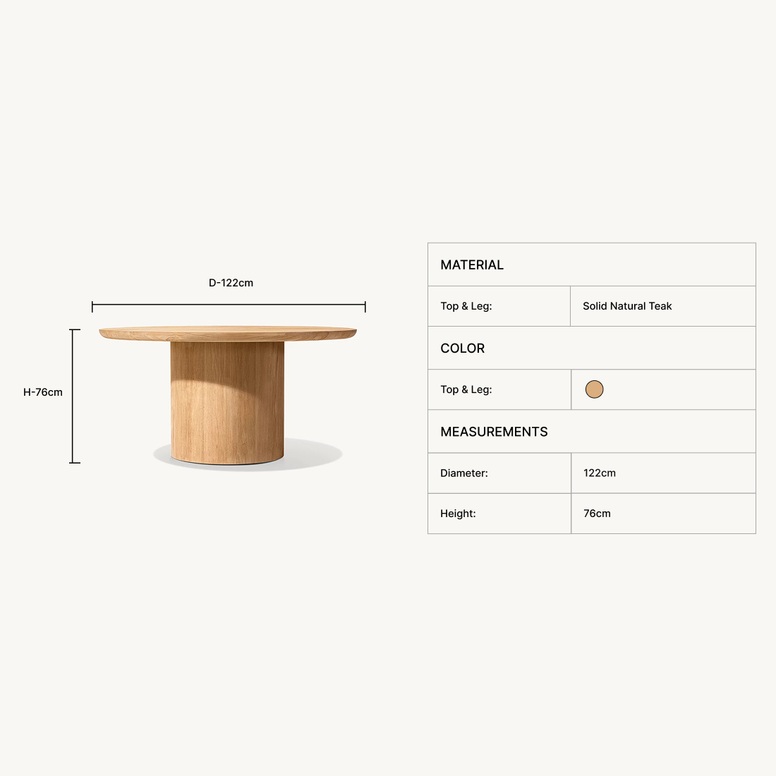 Teyric Teak Round Dining Table