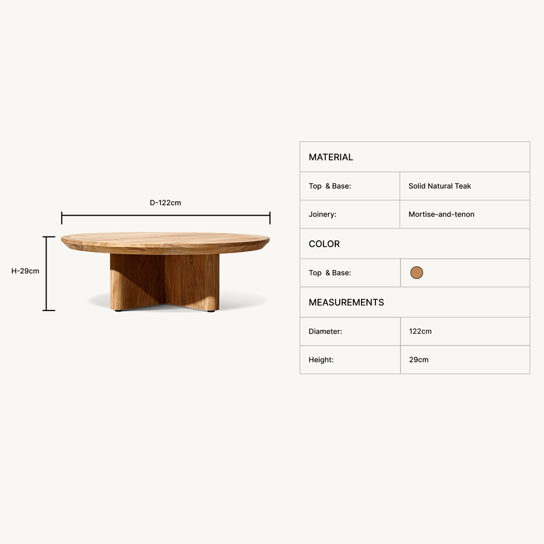 Erisen Teak Wood  Round Table