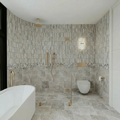 Silver Gray Travertine French Pattern Floor Tiles