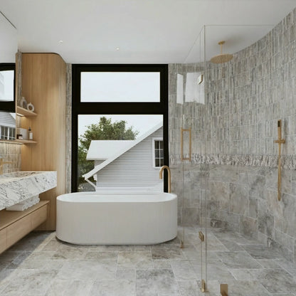 Silver Gray Travertine French Pattern Floor Tiles