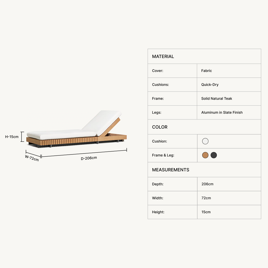 Solvia Teak Chaise