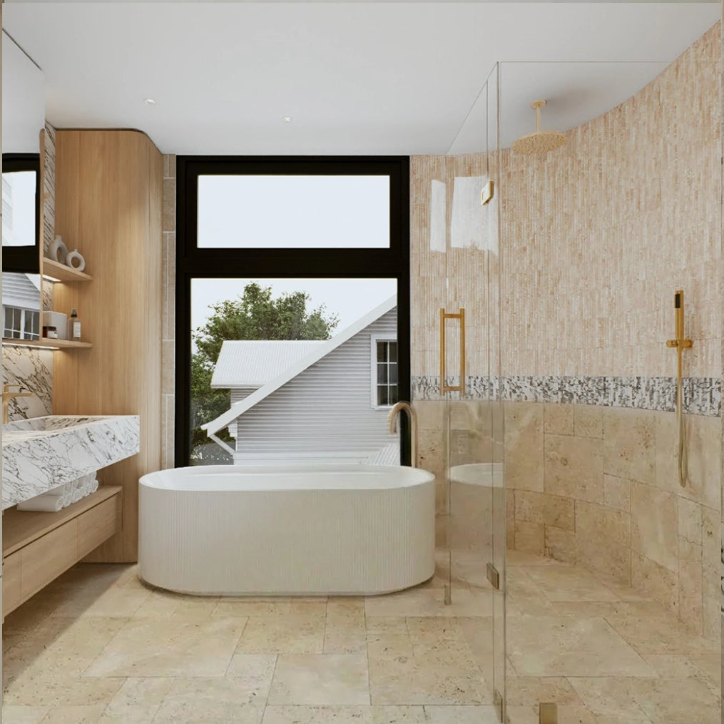 Ivory Travertine French Pattern Wall Tiles