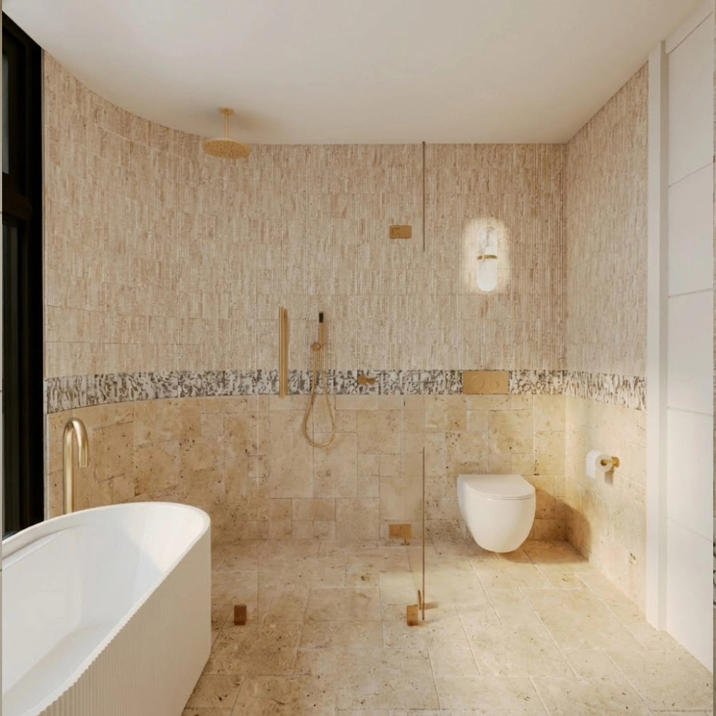 Ivory Travertine French Pattern Wall Tiles